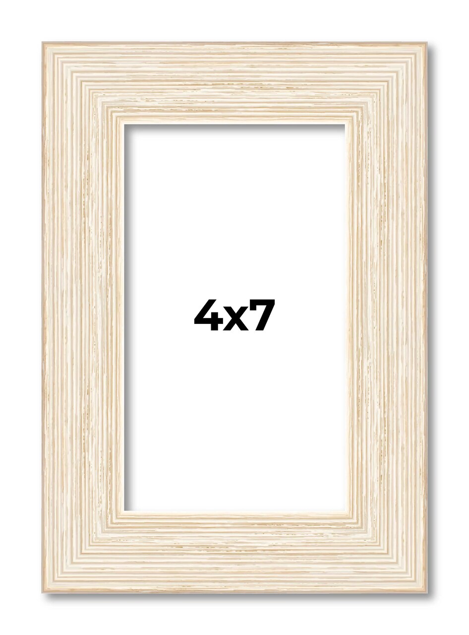 4x7 Wide Barnwood Picture Frame with UV-Resistant Acrylic & Acid Free Backing, Available in 6 Paint Finishes - Grey, Brown, White, and Black